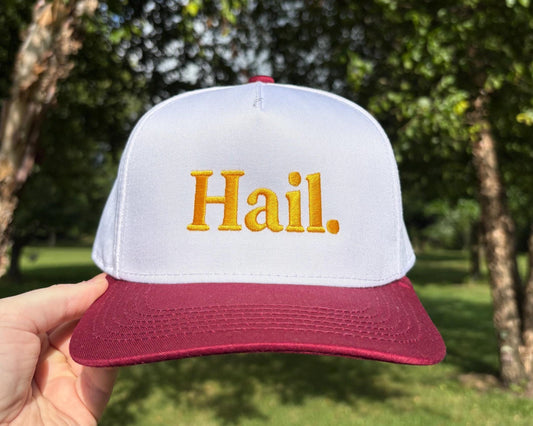 Hail Hat (Yellow - Burgundy Brim)